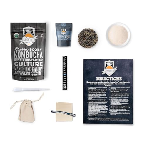 Image of Fermentaholics ORGANIC Kombucha SCOBY With Twelve Ounces of Starter Tea - Live Starter Culture - Makes A One Gallon Batch - 1.5 Cups of Strong Mature Starter Tea - Brew Your Own Kombucha (Kombucha Scoby Starter Pack)