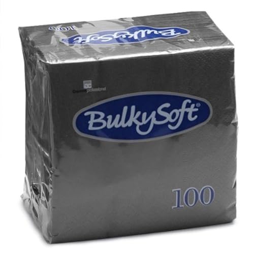 bulksoft Cocktail Napkins 2-Ply Black Pack of 100 9420649
