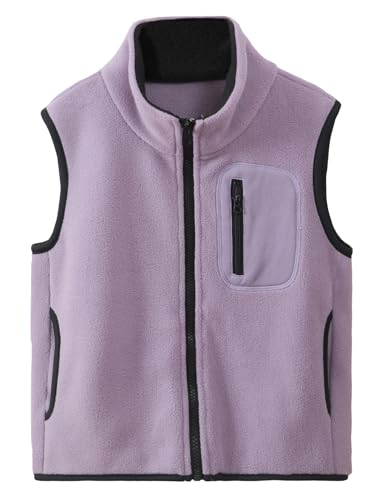 Kids Thermal Fleece Vest Sleeveless Outdoor Bodywarmer Boy Girls Winter Outerwear Gilet Purple 11-12 Years