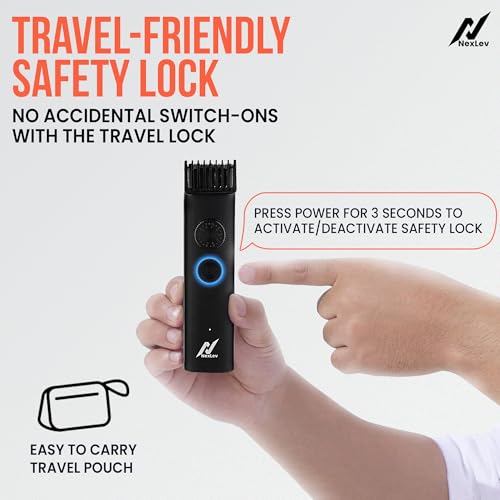 Image of NexLev Beard Trimmer| 90min Run Time| 40 Length Settings| 0.5mm Precision| Washable Stainless Steel Blades| Copper Motor| USB Type-C| IPX7 Waterproof| Travel Lock| 2 Beard Comb| 1 Year Warranty |TM-01