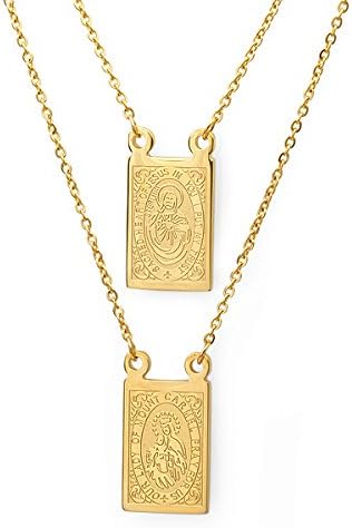Steeltime 18K Gold Plated Stainless Steel Virgin Mary Guadalupe/St Benedict Scapular - Image 2