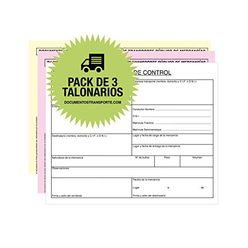 Pack 3 Talonarios CARTA DE PORTE NACIONAL, Tamaño A5   Autocopiativos, 3 Copias numeradas
