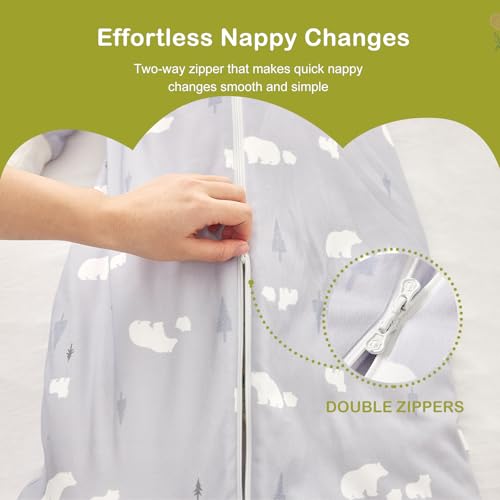 Image of 3.5 TOG Super Soft Winter Sleep Sack, 100% Cotton Thick Warm Baby Wearable Blanket for 0-6 Months, Bear, Size S