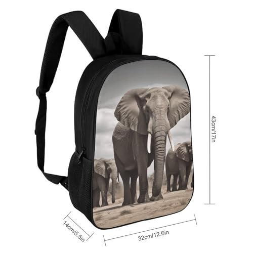 African Elephant Backpack - Durable 600D Polyester, 17 Inch Backpack with Ergonomic Adjustable Straps, Lightweight Travel Bag for Men & Women2