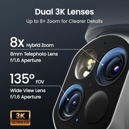 aosu T2 Dual-Lens 3K Telephoto 360° PTZ Wireless Outdoor Security Camera - image 2