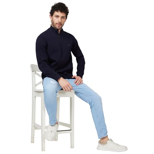 Image of Spykar Blended High Neck Full Sleeve Sweatshirt for Men