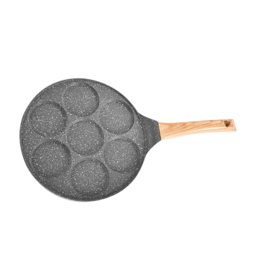 COLLBATH 1Pc Versatile Seven Hole Non Stick Frying Pan for Breakfast Pancakes and Omelettes Heat Insulated Handle Easy to Clean Kitchen for Friends and Family