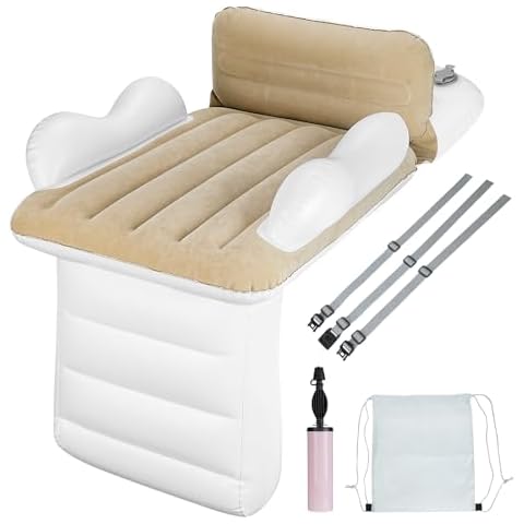 BicycleStore Inflatable Toddler Travel Bed for Airplane Car, Foldable Kids Baby Travel Bed Portable Infant Airplane Seat Extender Adjustable Travel Essentials Bassinet with Safety Belt, Hand Pump,Bag Cover