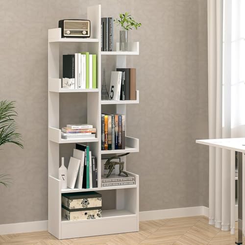 Image of Callas Adjustable Wood Desktop Storage Organizer Display Shelf Rack | Spice Rack | Counter Top Bookcase Book Shelf | Home Decor Display & Storage Rack Cabinet Unit | Parent (BR-12(White))