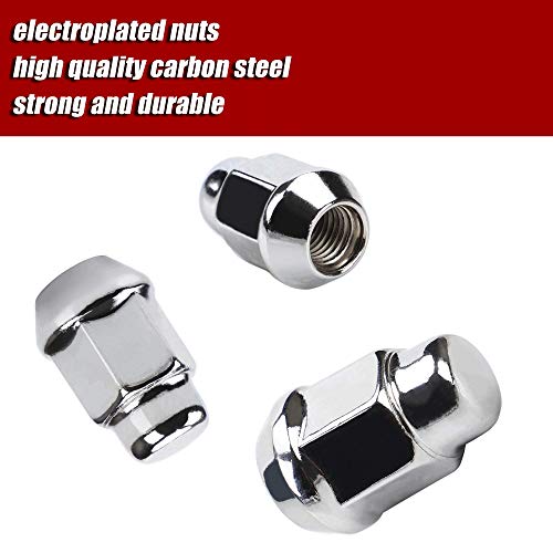 Image of Wheel Lug Nuts, 12x1.5, Chrome, 20PCS | Closed End Bulge Acorn, Cone Seat, 19mm Hex, Aftermarket Wheels