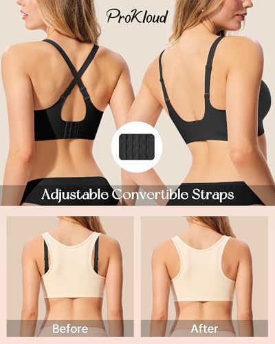 Image of ProKloud Bras for Women No Underwire Wireless Jelly Bras Full Coverage Seamless Push Up Bralettes Support Tshirt Bra