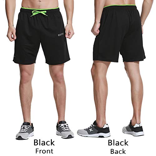 CENFOR Men's 7" Athletic Workout Shorts with Pockets Drawstring Quick Dry Breathable Active Training Shorts Set(Black,Gray,Navy Blue,3 Piece, S)