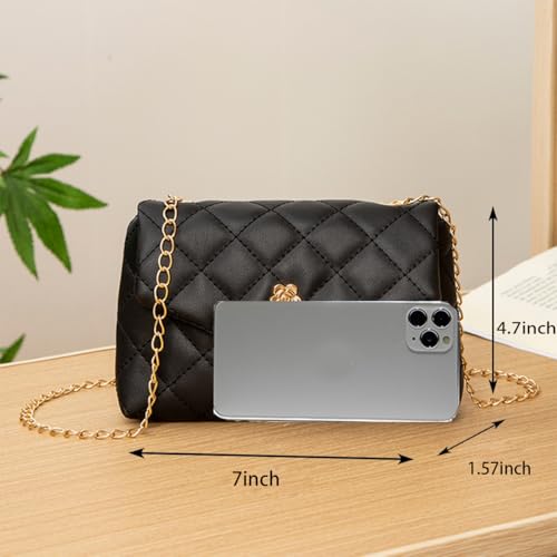 Women Vintage Quilted Flap Bag Chain Strap CrossBody Ladies Shoulder Purse4