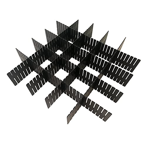 WeFoonLo 8pcs Bricolage tiroir en Plastique Organisateur diviseurs de tiroir réglable pour la Maison Bien rangé Placard, Fournitures Scolaires de Bureau, d'ustensiles de Cuisine (Noir) Cover