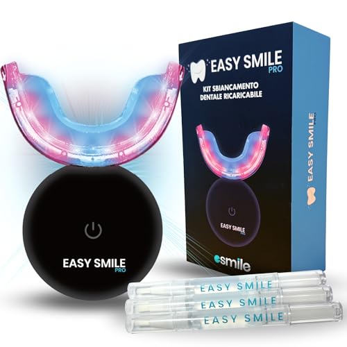 EASY SMILE - Kit blanqueador dental Profesional con LED 32X - 3 Geles Blanqueadores - Blanqueamiento dental Rápido y Eficaz, Elimina Manchas Profundas (Kit Blanqueador Profesional 3 Luces)