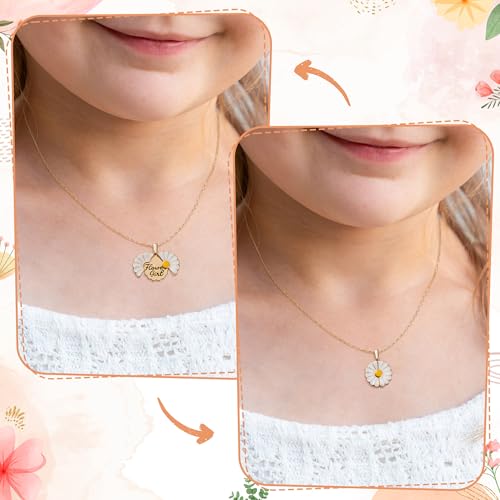 PANTIDE Flower Girl Daisy Locket Necklace - Thank You for Being My Flower Girl Proposal Gift, Engraved Stainless Steel Jewelry Gift On Wedding Bridal Shower from Bride (Gold)4