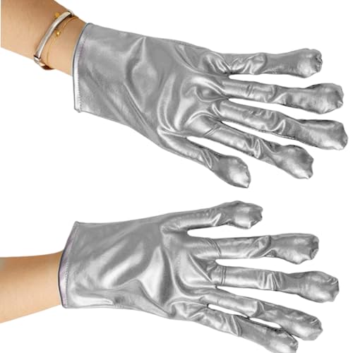 HUIFACAI Halloween Alien Cosplay Gloves for Adult O Theme Alien Character Costume Gloves Masquerades Stage Performances Gloves, 27.5cm long, White