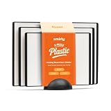 SMIRLY Plastic Cutting Board Set with Holder 3 Pieces, Non-Slip Dishwasher Safe Chopping Boards for Kitchen, Black & White