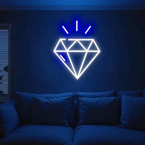 Image of Custom Diamond Neon Sign, Radiant Diamond Glow LED Wall Light for Bedroom, Living room, Home Bar, Jewelry Shop, Fashion Lover 11.6″ x 13.8″
