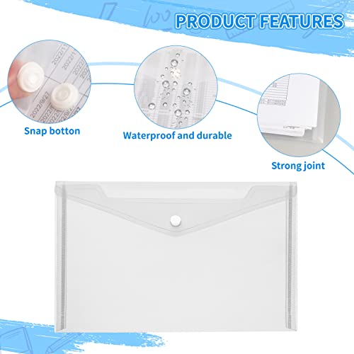 Lalago A4 Document Wallets Pack of 12 A4 Transparent Document Folder with Press Stud A4 Transparent Document Folder Wallets for File Paper - Image 3