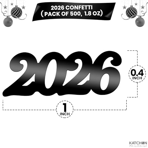Image of KatchOn, Shiny Black Grad Confetti 2026 - Pack of 500 | Graduation Confetti Class of 2026 Decorations | 2026 Graduation Decorations | Prom Decorations 2026