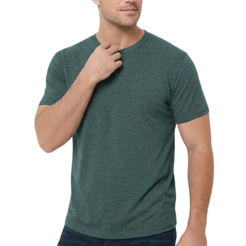 Image of Mens T-Shirts Crew Neck Shirts Athletic Fitted Plain Basic Tees Soft Cotton Blend Comfort T Shirts for Men