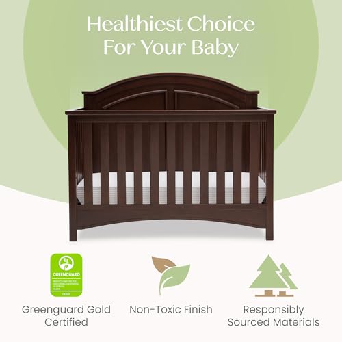 Image of Delta Children Perry 6-in-1 Convertible Crib - Greenguard Gold Certified, Walnut Espresso