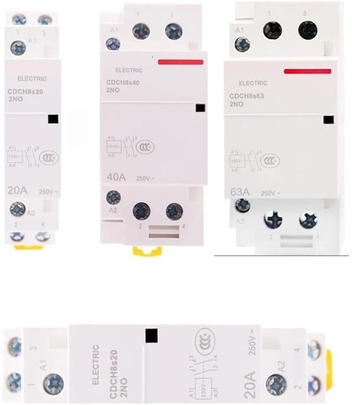 AC Contactor Module 2P 20A/40A/63A 220V DIN Rail Mounted Silent Air-Type Relay For Home Electrical Panels and Consumer Units