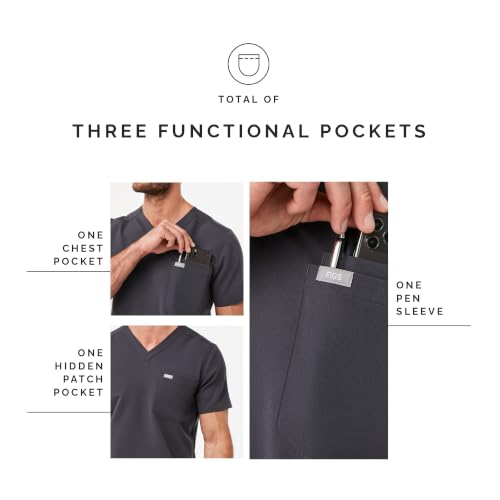 Image of FIGS Leon Scrub Top for Men | 3 Pockets, Tailored Fit, Modern V-Neck, 4-Way Stretch, Moisture-Wicking