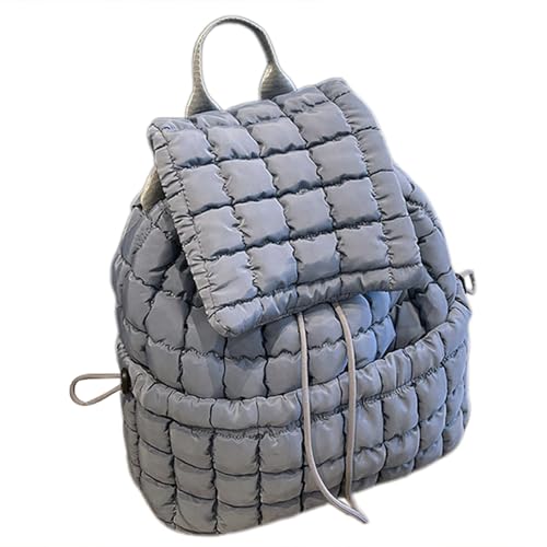 Sac à dos d'école gris tendance avec cordon et finition matelassée style coréen Morain