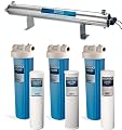 Bluonics 110W UV Ultraviolet Light Plus Sediment and Carbon Well Water Filter Purifier System with NPT 1" Ports, 24 GPM UV Sterilizer with 3 Filter Size 4.5" x 20" Filters