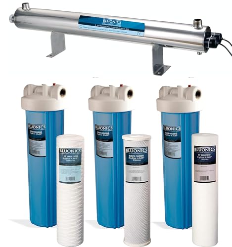 Bluonics 110W UV Ultraviolet Light Plus Sediment and Carbon Well Water Filter Purifier System with NPT 1