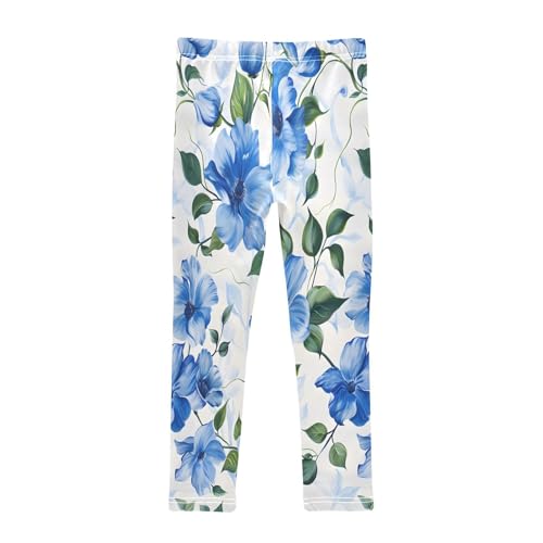Bolaz Toddler Girls Leggings Printed Yoga Pants Leggings Blue Flowers for Kids2