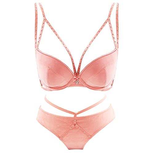 Lingerie for Women Sexy Bra and Panty Set 2 Piece Outfits Lace Bodysuit Pink
