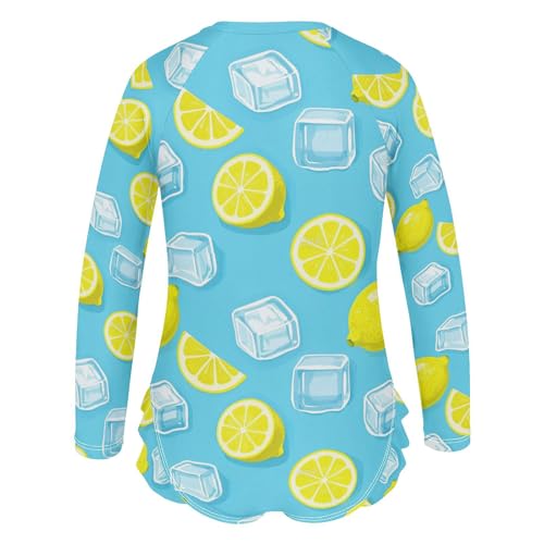 Girl Long Sleeve Swimsuit Summer Blue ice Lemon Rash Guard for Girls Toddler Bathing Suit3