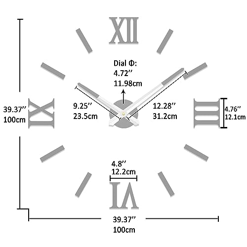 VANGOLD Modern Mute DIY Frameless Large Wall Clock 3D Mirror Sticker Metal Big Watches Home Office Decorations - Image 3