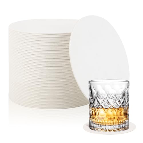 AXELIP 50 Pcs Paper Coasters （1MM）, 4 Inch Disposable Round
