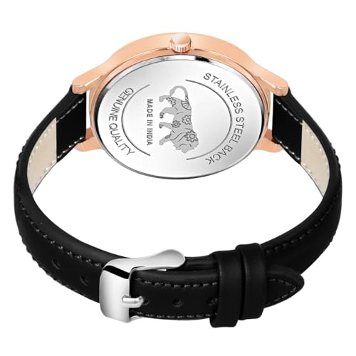 Image of Analog Quartz Movement Women's Wrist Watch Leather Strap, Rose Gold Case, Round Dial (MT-571-To-575)