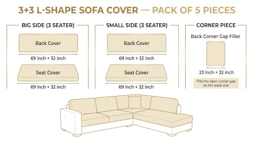 Image of KINGLY L-Shape Sofa Cover 6 Seater 3+3 Velvet Full Cover - Mustard Yellow | Fully covered quilted velvet slipcover, washable anti-slip furniture protector, L-type corner sofa cover for living room
