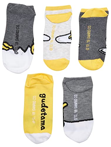Gudetama womens Gudetama 5 Pack No Show Socks Casual Sock