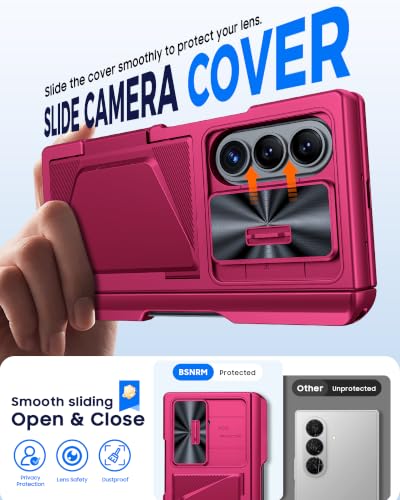 Image of for Samsung Galaxy Z Fold 8 Ultra Case Wallet, Screen Protector,S-Pen | Card Holder RFID Blocking, Slide Lens Cover, Hinge Protection, Shockproof Phone Cover for Z Fold 8 Ultra (Rose Red)