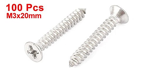 Tornillos autoperforantes M3x20 mm cabeza plana Phillips acero inoxidable 100 pcs miniatura 2