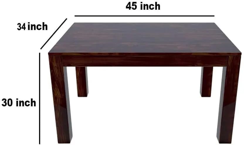 Image of RECTART Solid Wood Dining Table Set with Chairs for Living Room Home | Wooden Dining Room Sets Furniture for Hotels and Restaurants | (Walnut Finish, 4 Seater-A)