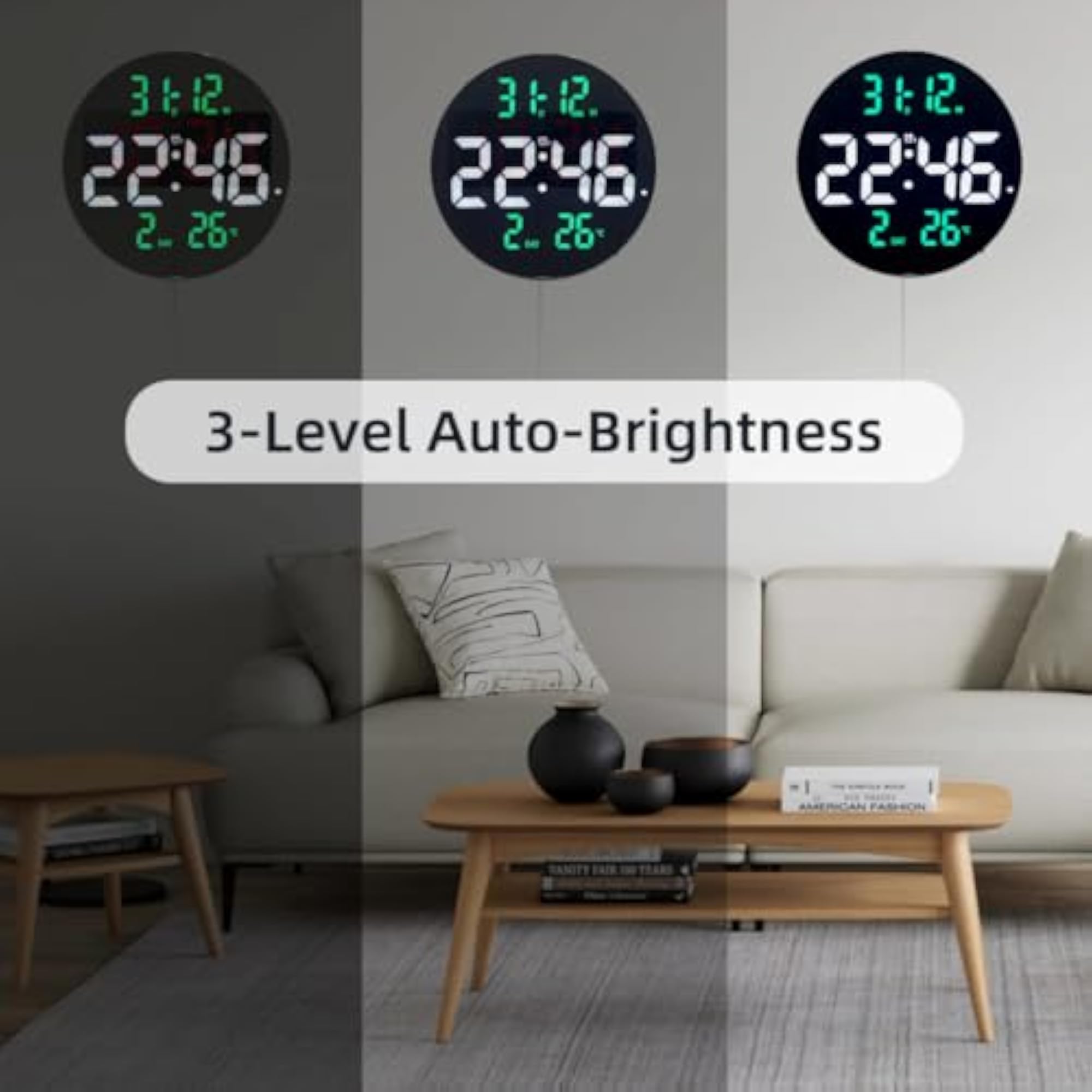 Smart Digital LED Wall Clock with Dual Alarms
