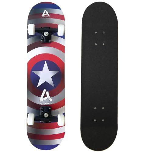 Skate Montado Completo Infantil Aguenta Até 70kg Capitão America