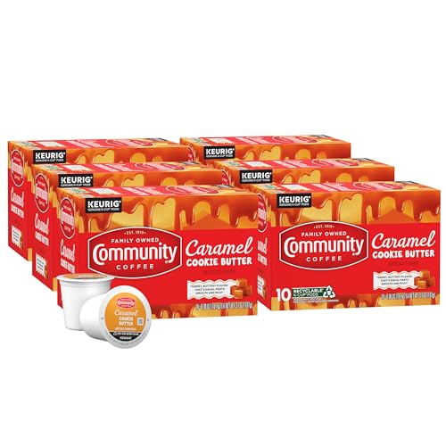 Image of Community Coffee Caramel Cookie Butter Flavored 60 Count, Medium Roast, Keurig K-Cup Coffee Pods, 10 Count (Pack of 6)