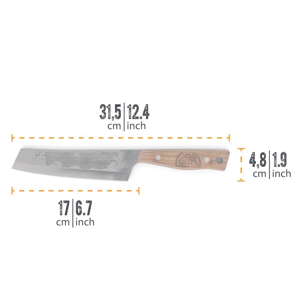 Petromax Kochmesser 17 cm - Profi Küchenmesser aus Solingen - Walnussholz | Handgefertigtes Allzweckmesser aus rostfreiem Stahl, ideal zum Schneiden, Hacken und Wiegen in der Outdoor-Küche