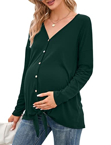 KOJOOIN Camiseta de lactancia para mujer, cuello de pico, camiseta de maternidad embarazada,...