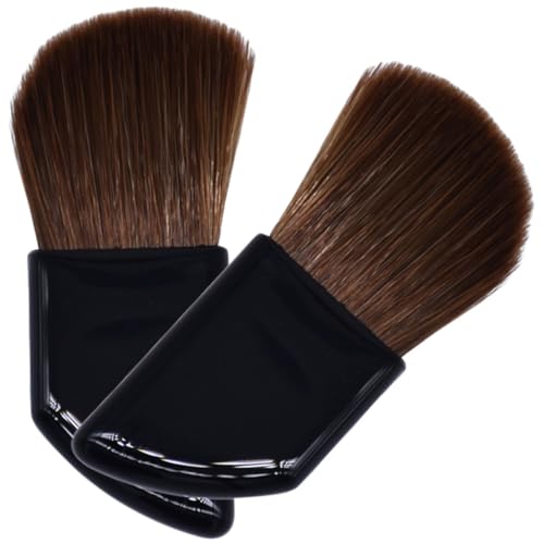 SEWACC Brochas de Maquillaje Mini 2 Piezas para Viaje Set de Pinceles para Rubor Mango Inclinado de Plástico y Cerdas de Nylon Suaves Portátiles para Maquillaje Facial y Colorete
