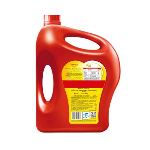Image of Saffola Active Refined Cooking oil | Rich in Omega 3 & Oryzanol | Multi-Source Edible Rice Bran & Soyabean oil | 4.6L / 4.25kg jar (Weight May Vary) (Pack of 3)